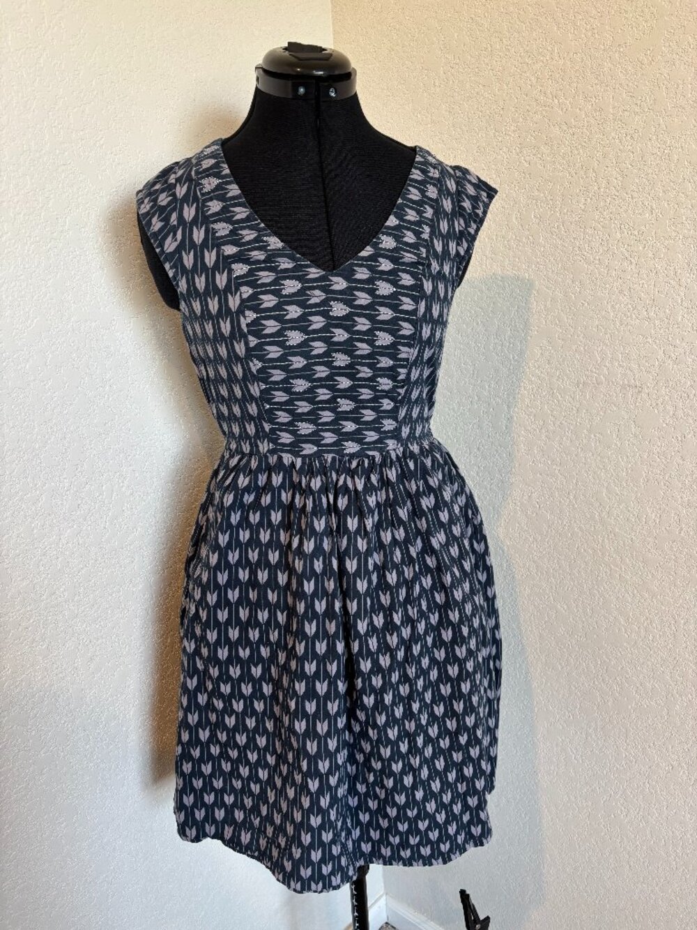 Mata Traders Dress Blue Geometric Pattern | Size XS